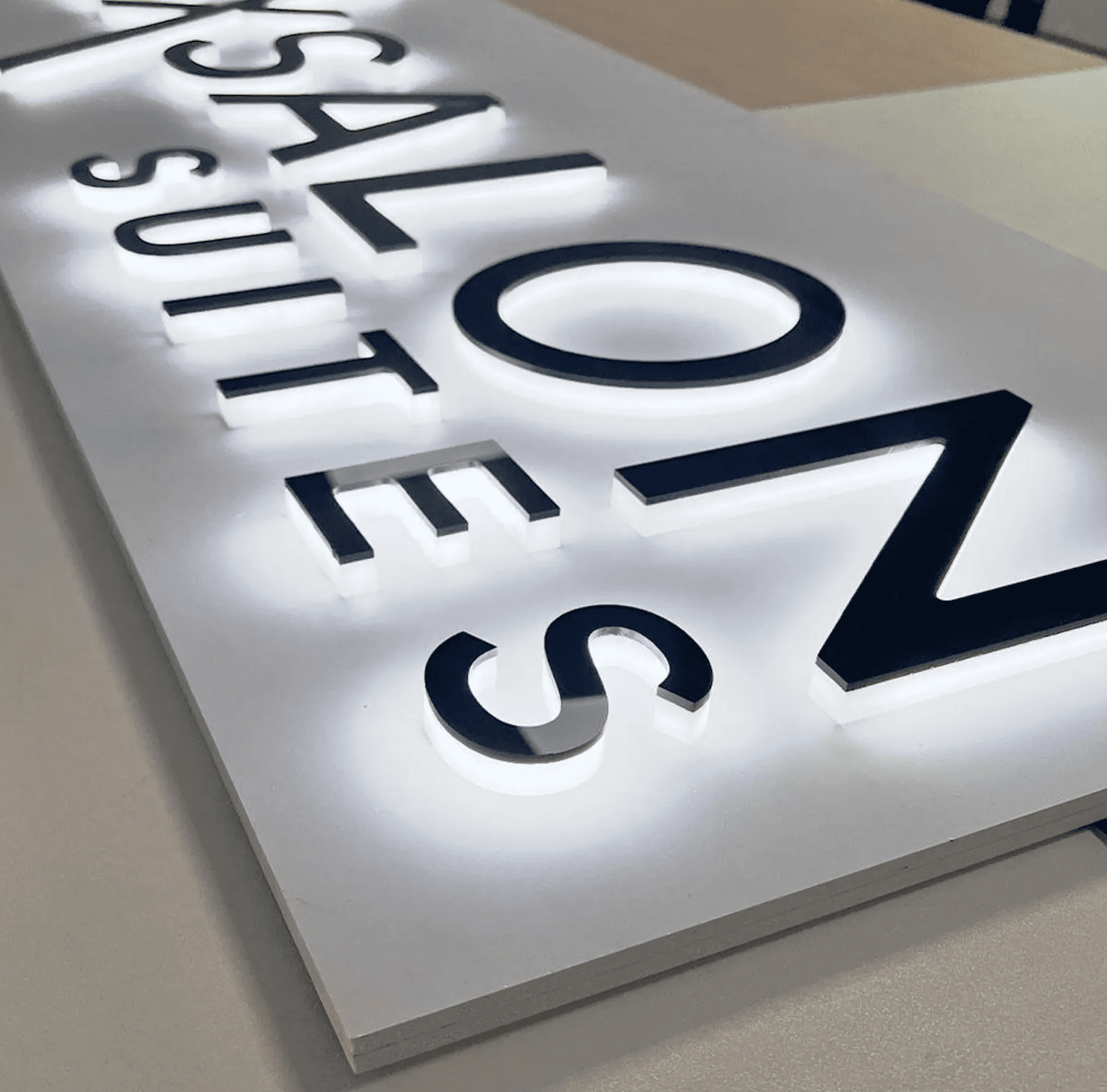 3D logo on reception wall